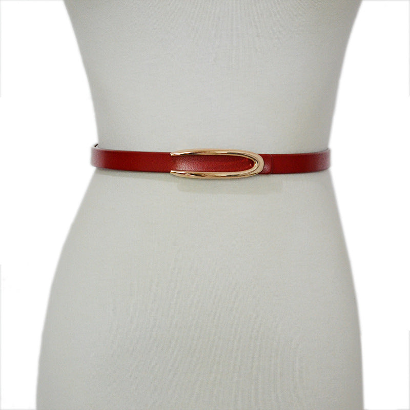 Real cowhide thin belt with skirt