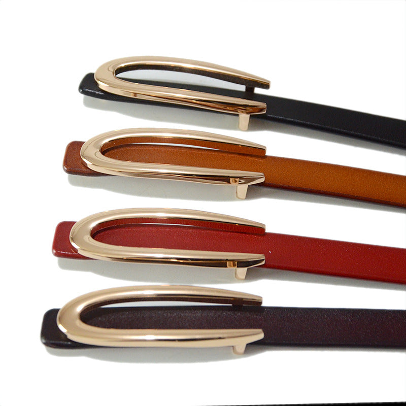 Real cowhide thin belt with skirt