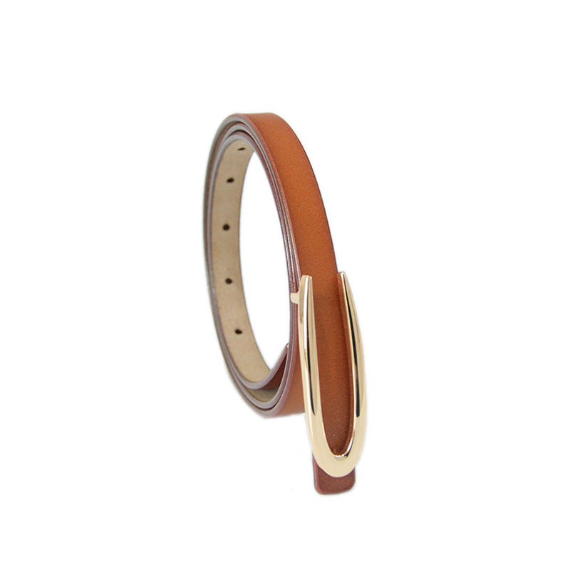 Real cowhide thin belt with skirt