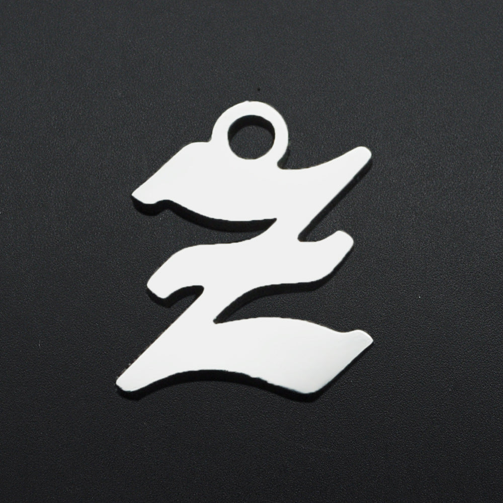 5 pcs/titanium steel hollow letter pendant