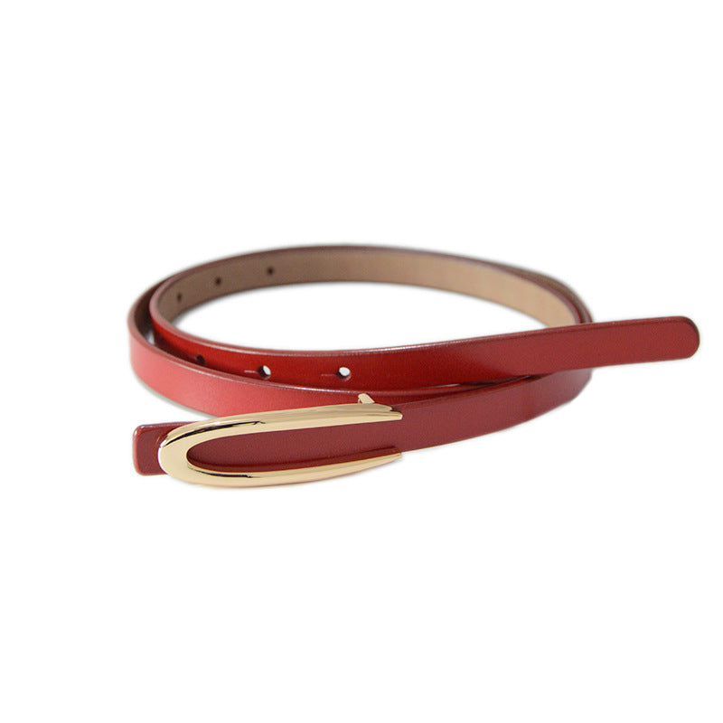 Real cowhide thin belt with skirt