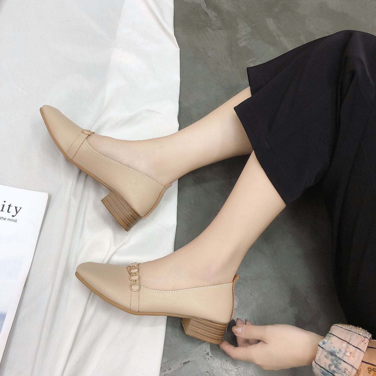 Spring new square head shoes for women
