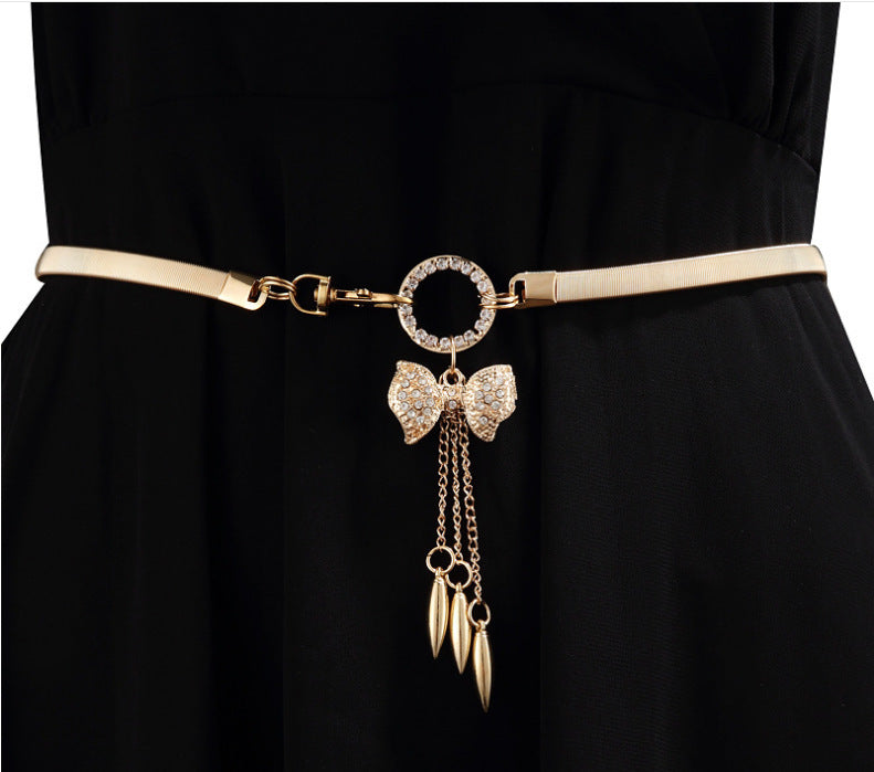 Goldfish rhinestone inlaid pendant waist chain