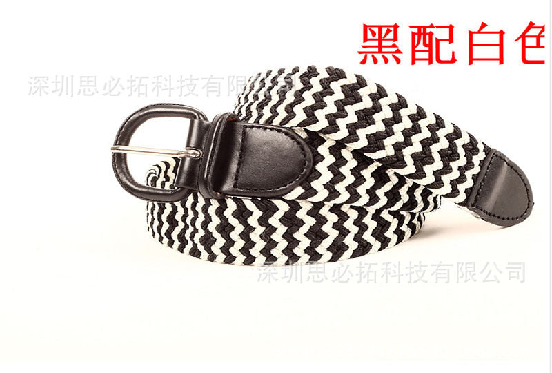 Braided elastic pin buckle belt