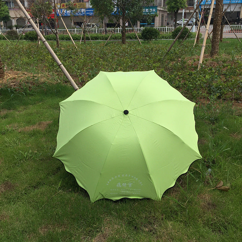 Water-Reactive Flower Umbrella Black Coated 3-Fold Umbrella