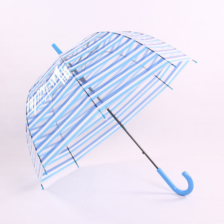 Transparent Striped Long Handle Umbrella Polo Creative Umbrel
