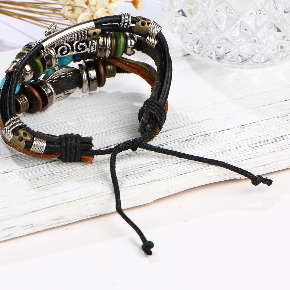 Blue Eye Multi-Layer Leather Bracelet