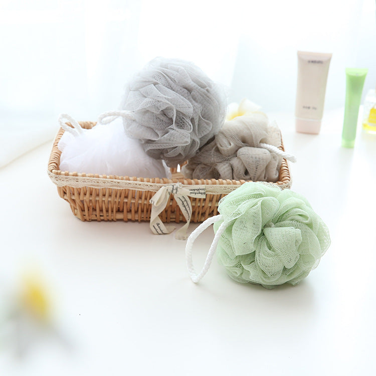 Esponja de baño suave de color sólido, bola de baño exfoliante grande