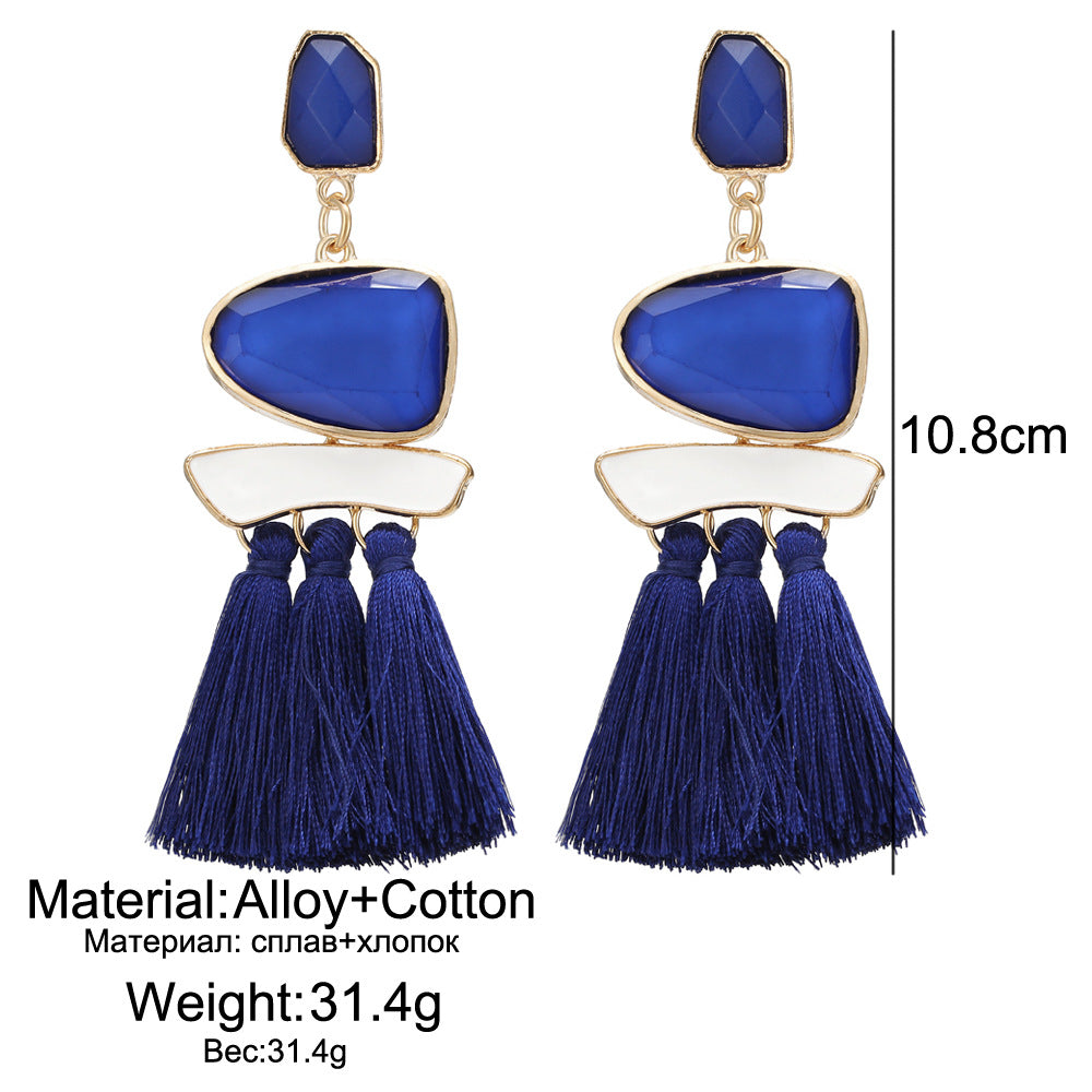 Fringed Resin Gemstone Earrings