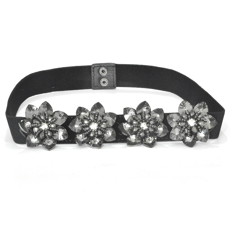 Pearl belt diamond rhinestone elastic belt