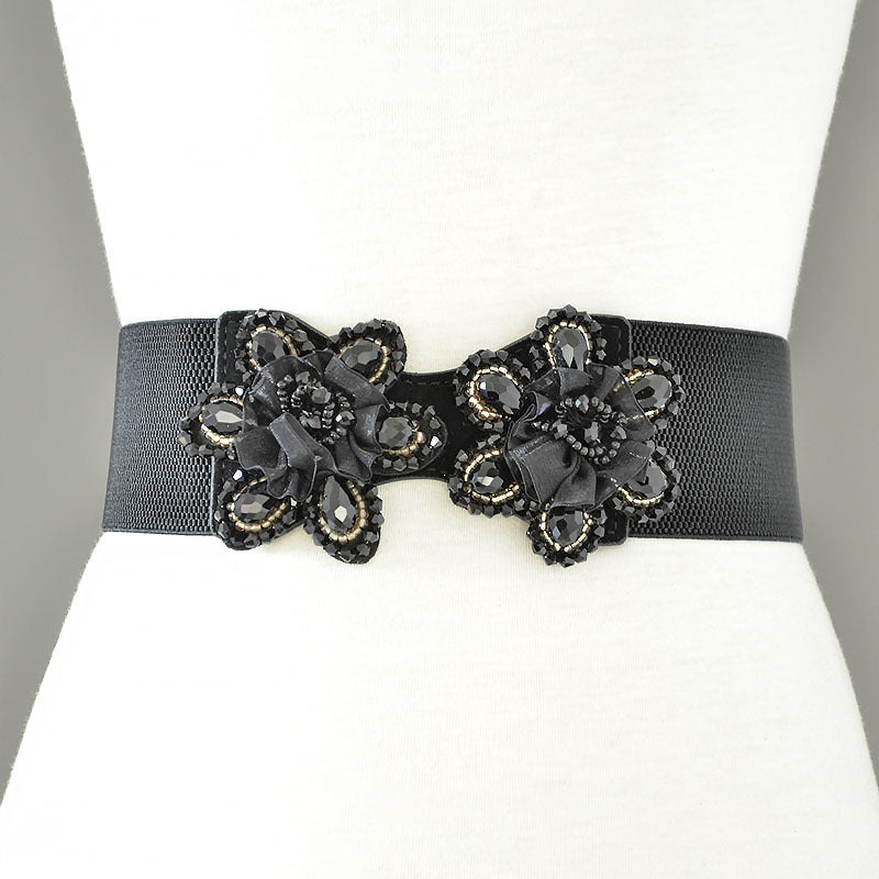 Strung crystal beads rhinestone rice beads button head belt