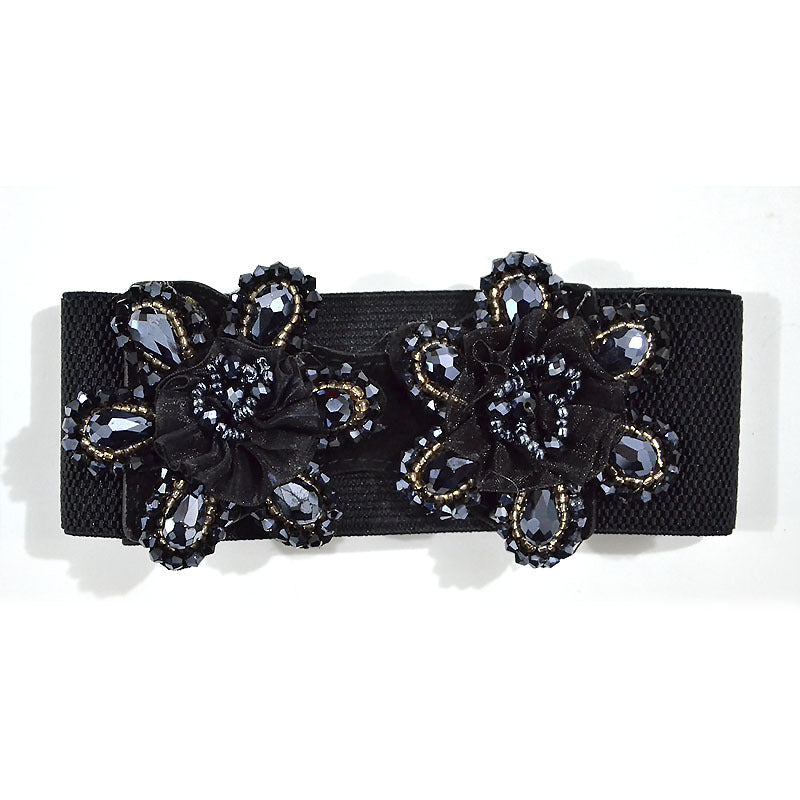 Strung crystal beads rhinestone rice beads button head belt