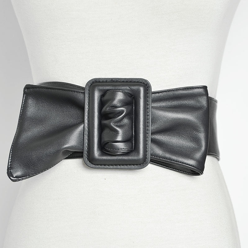 Pu imitation sheepskin wide belt