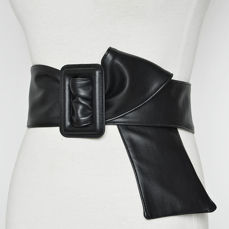 Pu imitation sheepskin wide belt