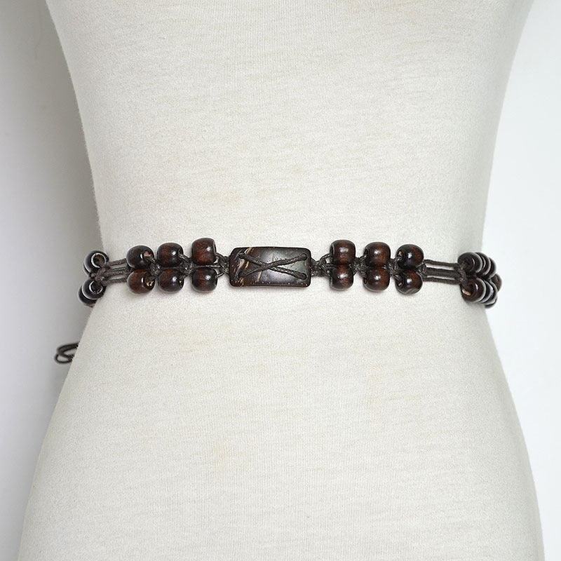 Patterned handmade wax rope woven waist chain