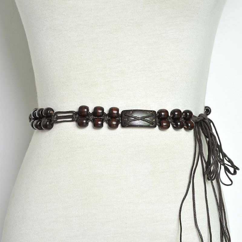 Patterned handmade wax rope woven waist chain