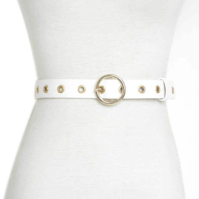 Pin buckle perforated imitation leather belt wholesale