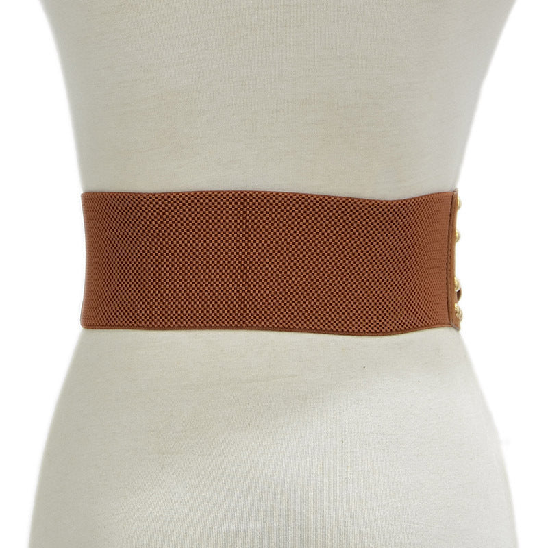 Rivet decorative elastic pin buckle wide belt