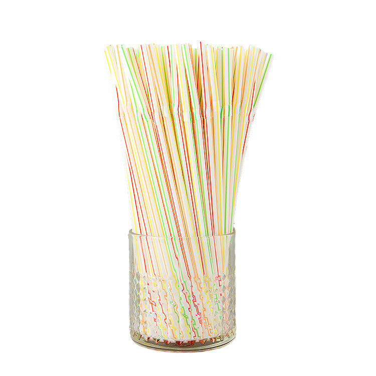 100-Pack Disposable Colored Curved Plastic Straws
