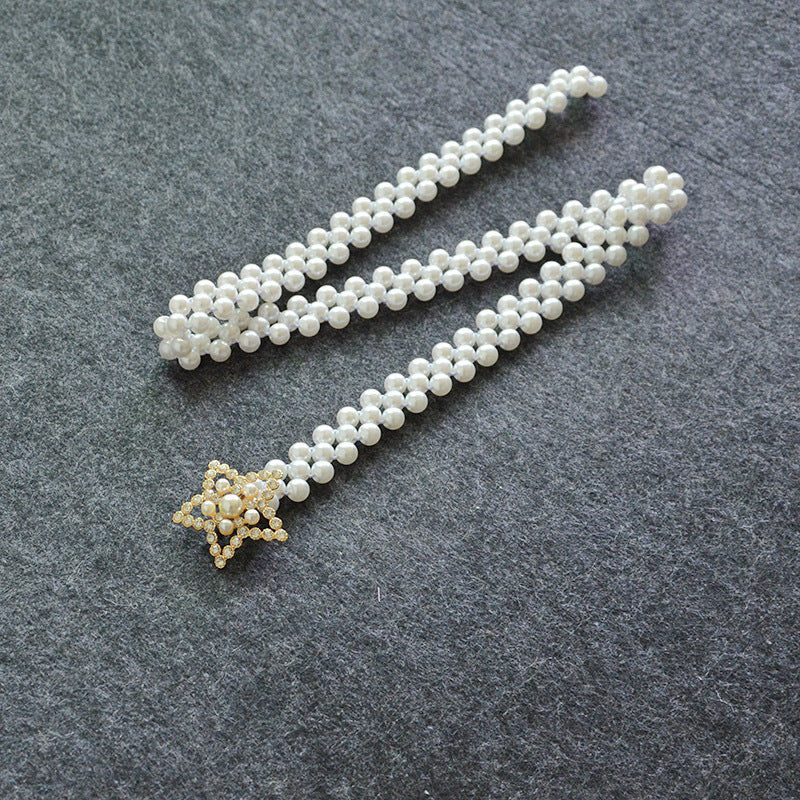 Rhinestone inlaid starfish button head waist chain