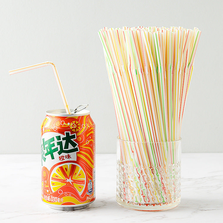 100-Pack Disposable Colored Curved Plastic Straws