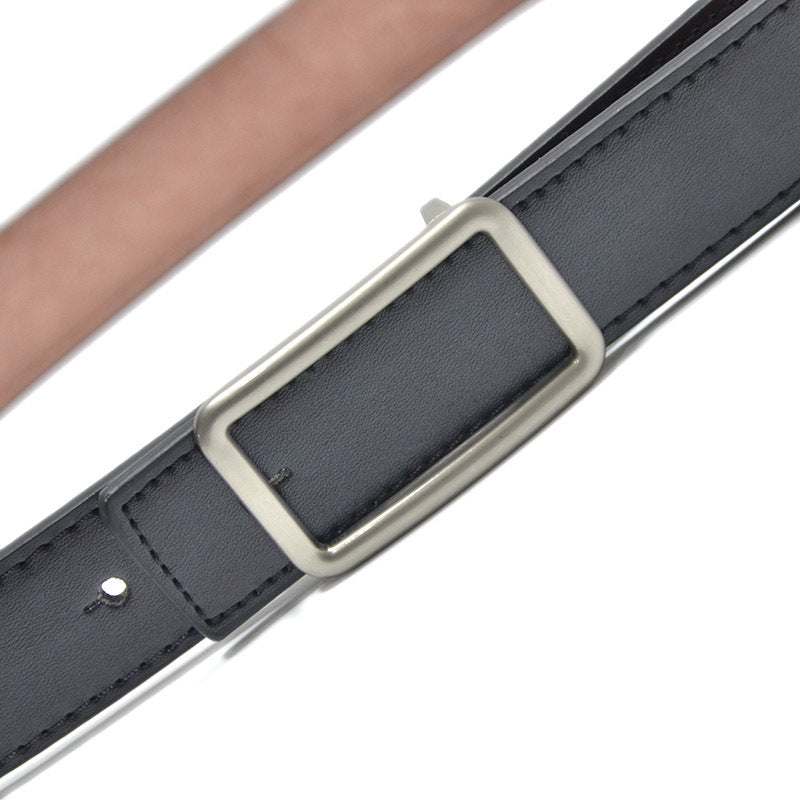 Faux leather sewn belt, women's