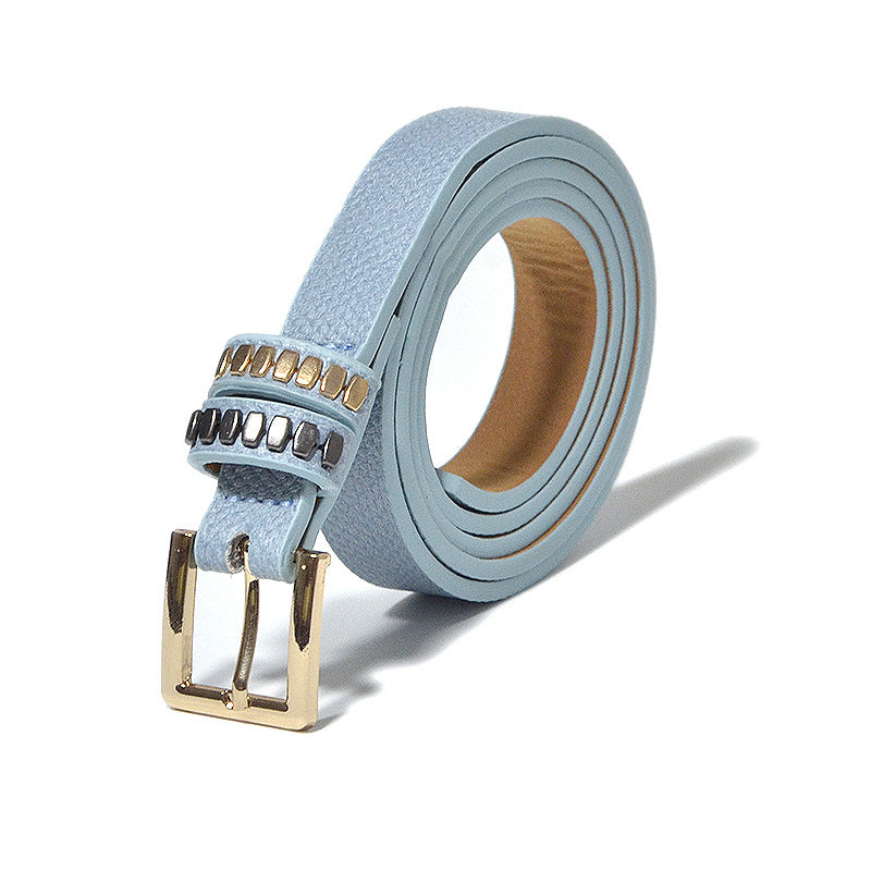 Printed square buckle thin belt wholesale