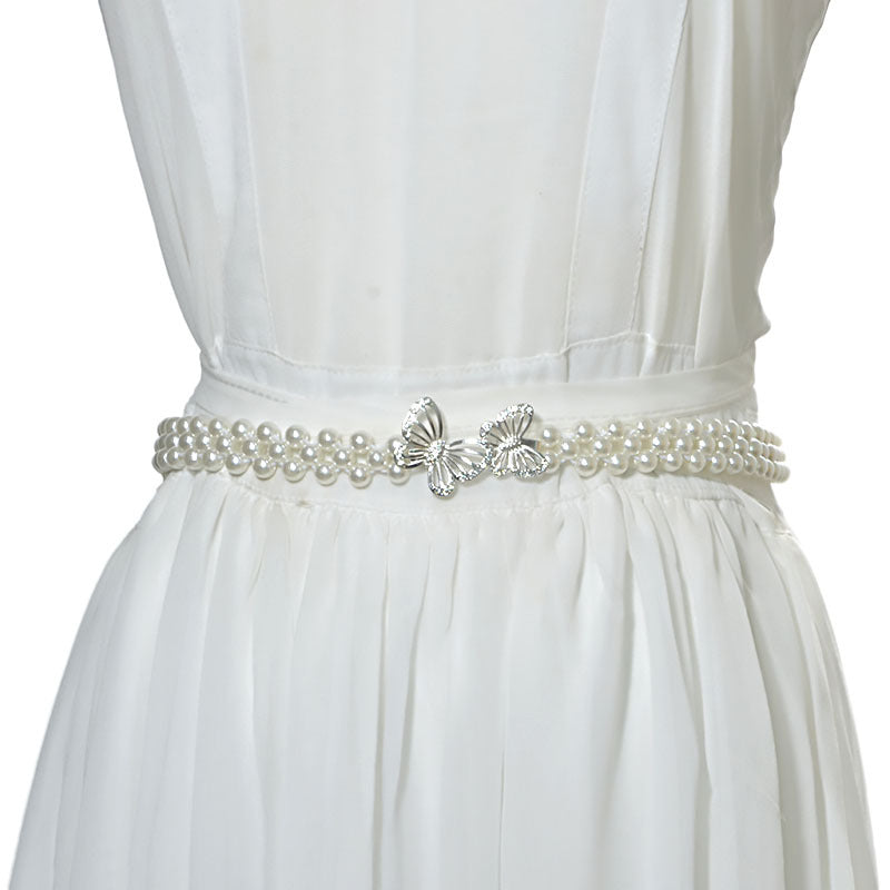 Rhinestone Pearl Inlaid Fine Belt