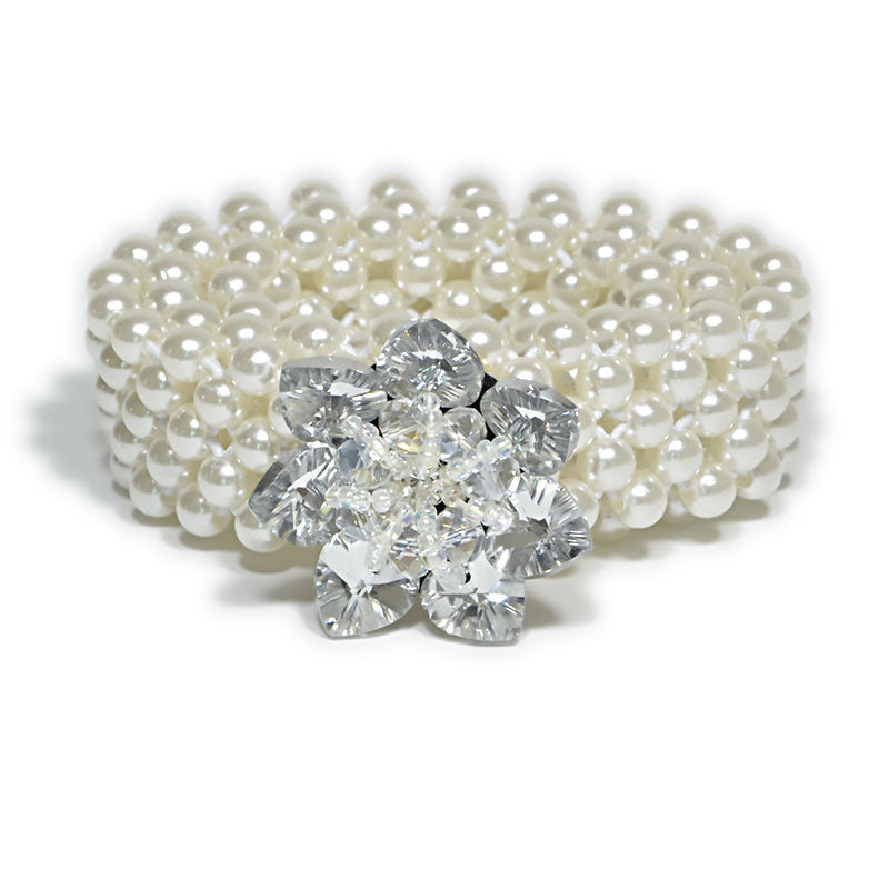Pearl crystal wide belt woman