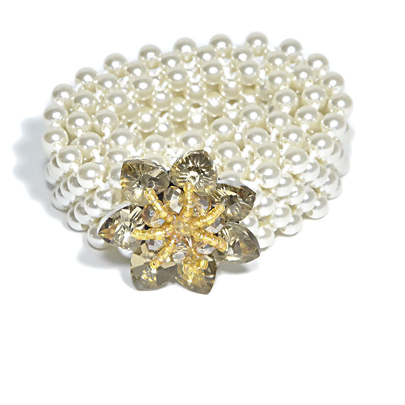 Pearl crystal wide belt woman