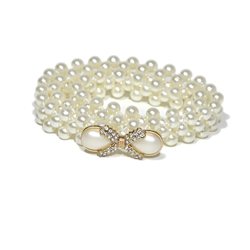 Rhinestone inlaid starfish button head waist chain