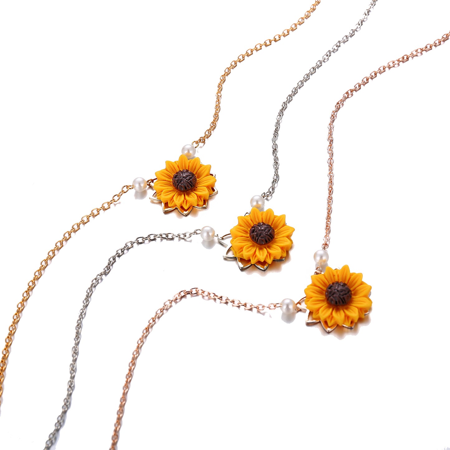 Personalized sunflower necklace
