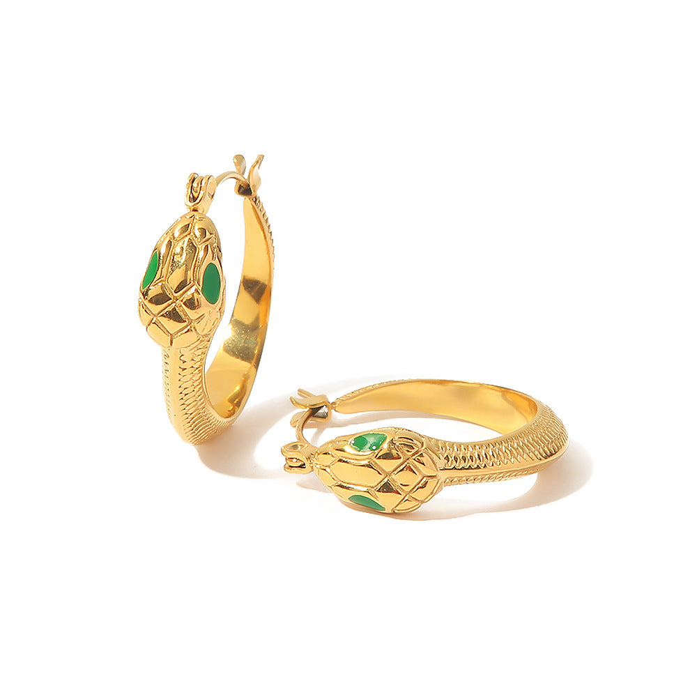 Snake Green Eye Earrings