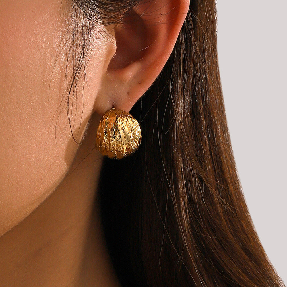 Textured C-Shaped Earrings