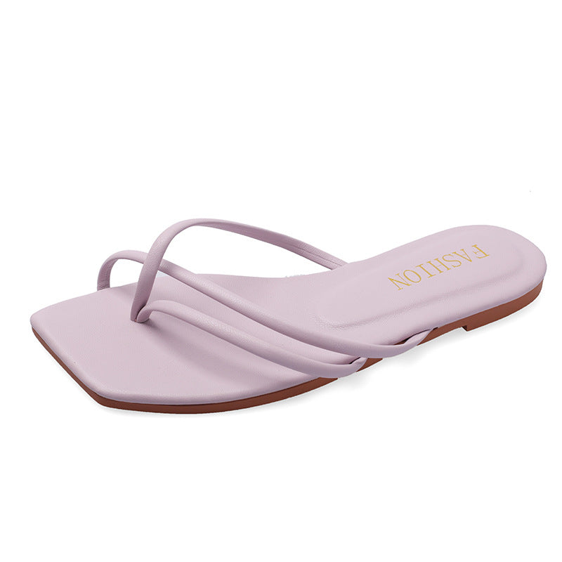 Square head flat women's shoes
