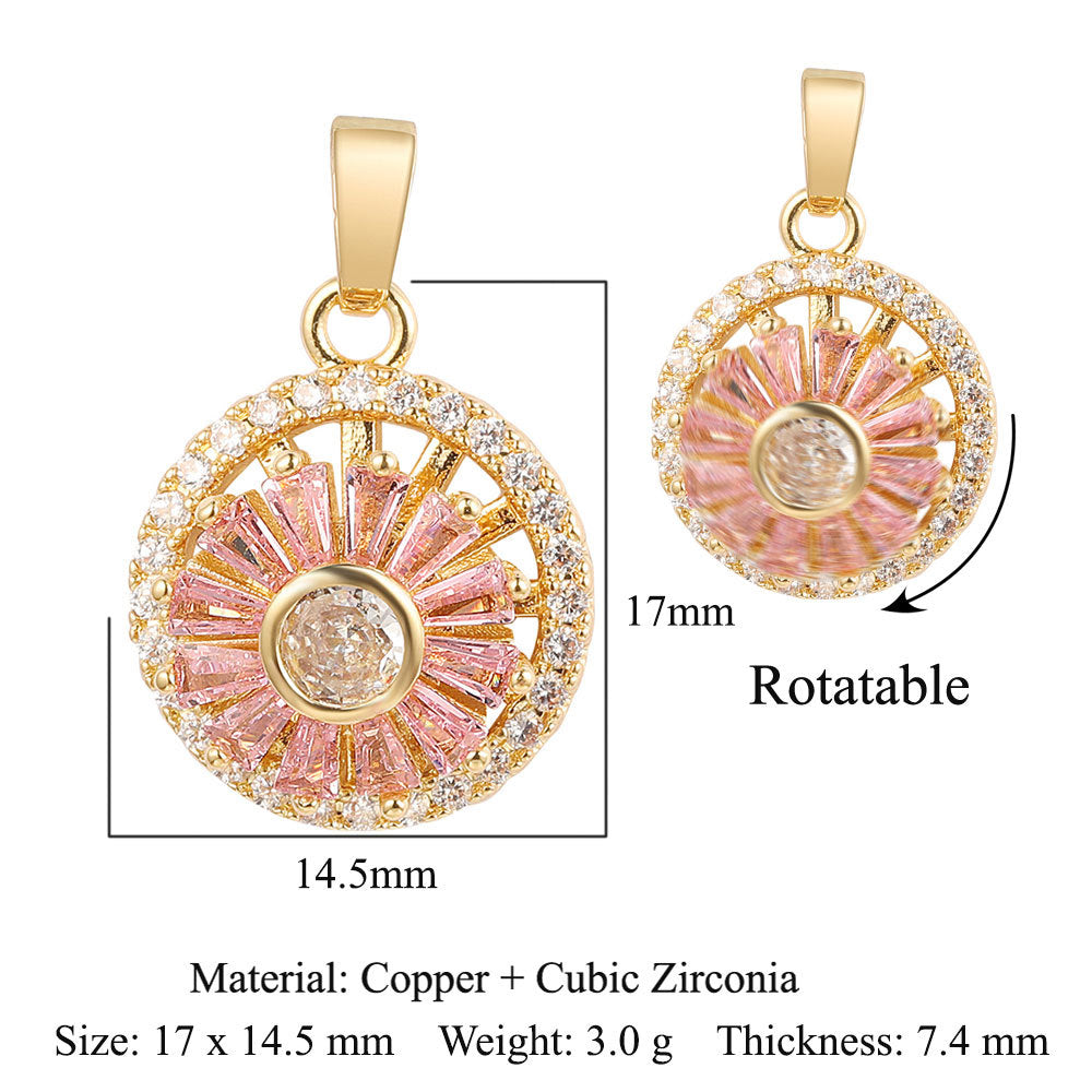 Rotatable gyro windmill copper zircon pendant.