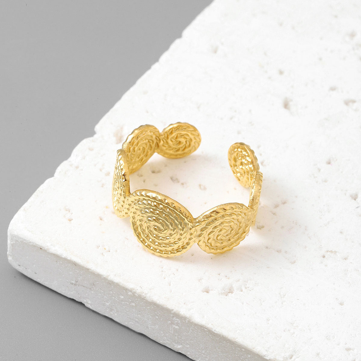 18K real gold titanium steel ring