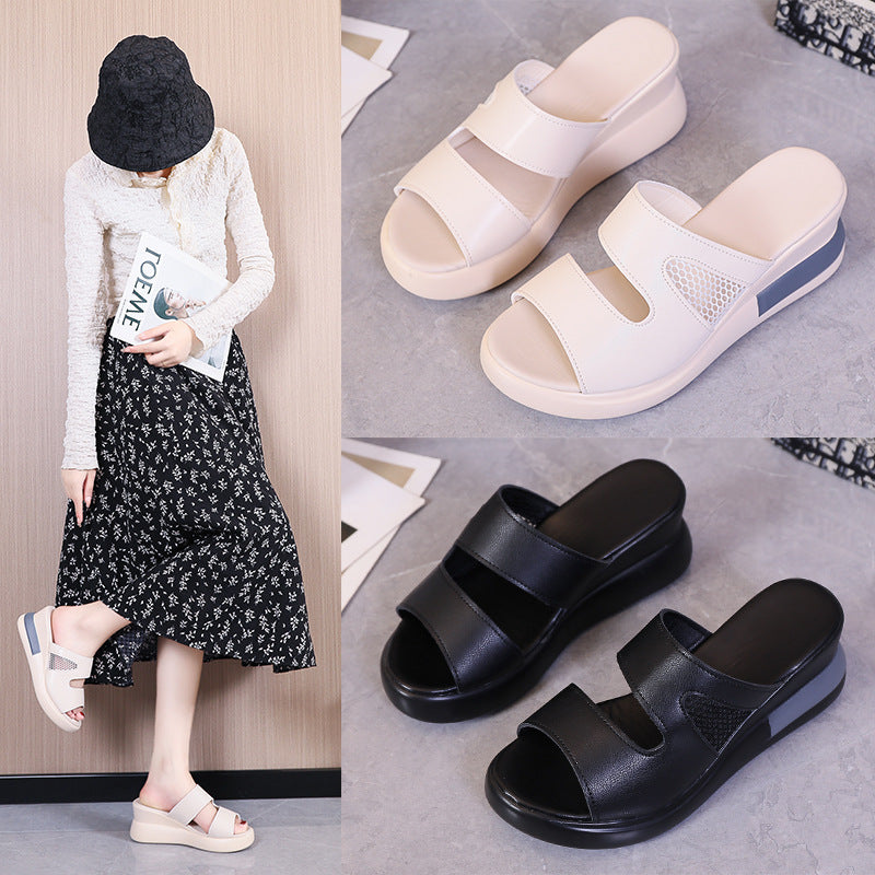 Wedge heel slippers women's fashion wholesale