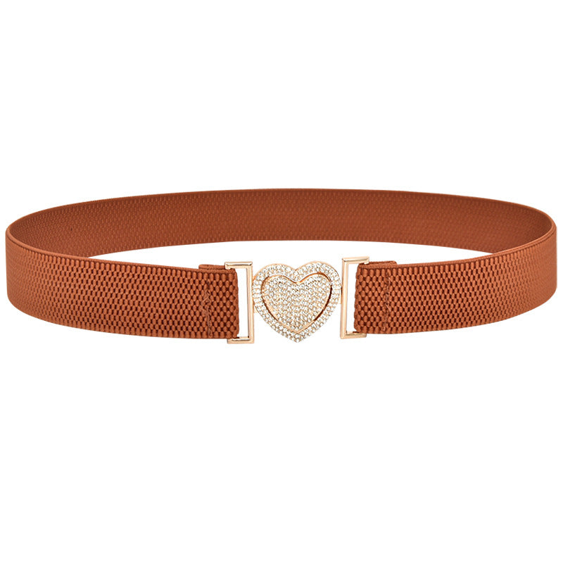 Sparkling rhinestone inlaid elastic belt