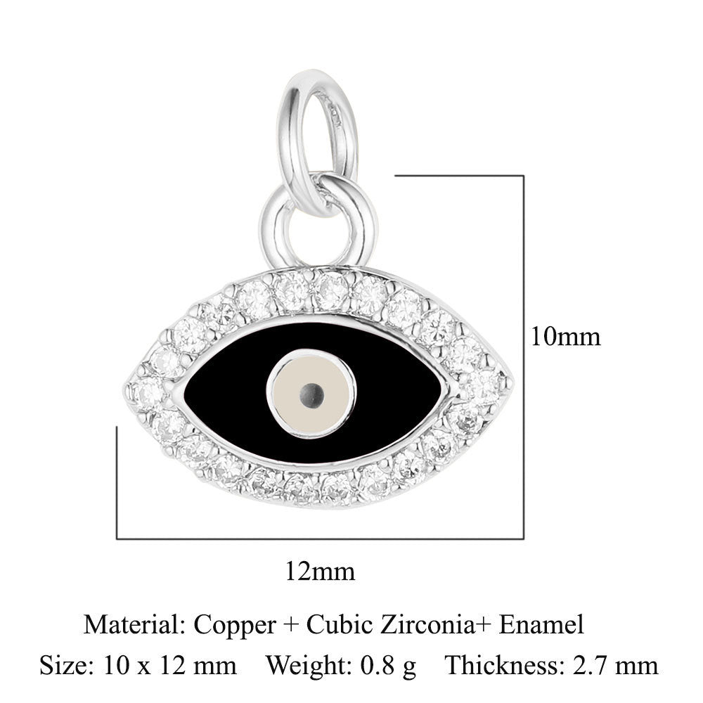 Colgante de cobre y circonita con forma de ojo del diablo y siete cuentas