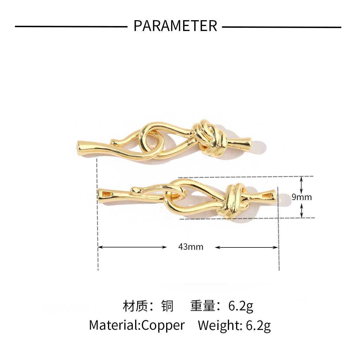18K real gold copper zircon detachable connecting buckle