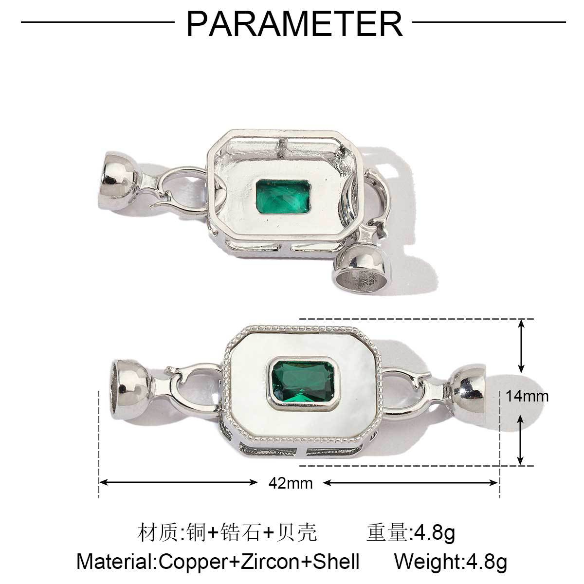 18K real gold leaf shell copper zircon detachable connecting buckle