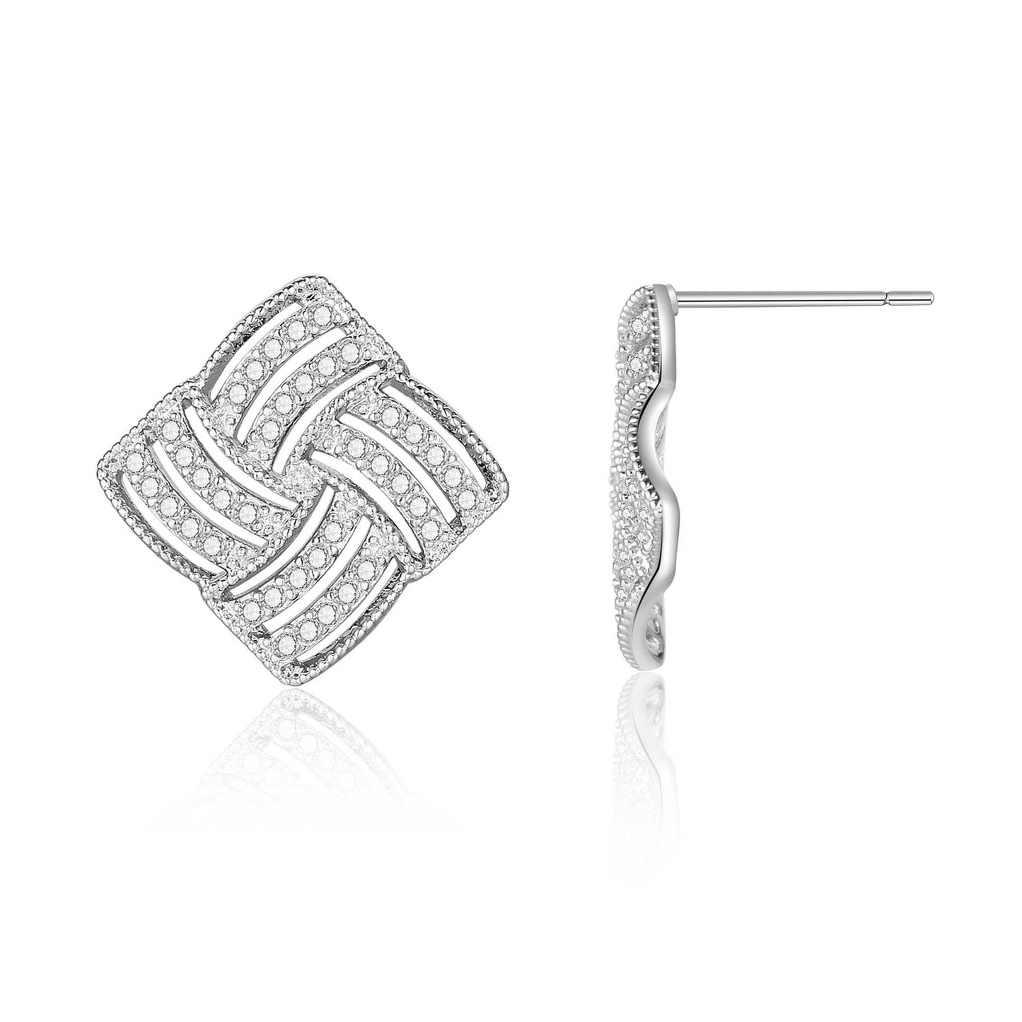 Copper inlaid 5A zircon French diamond stud earrings