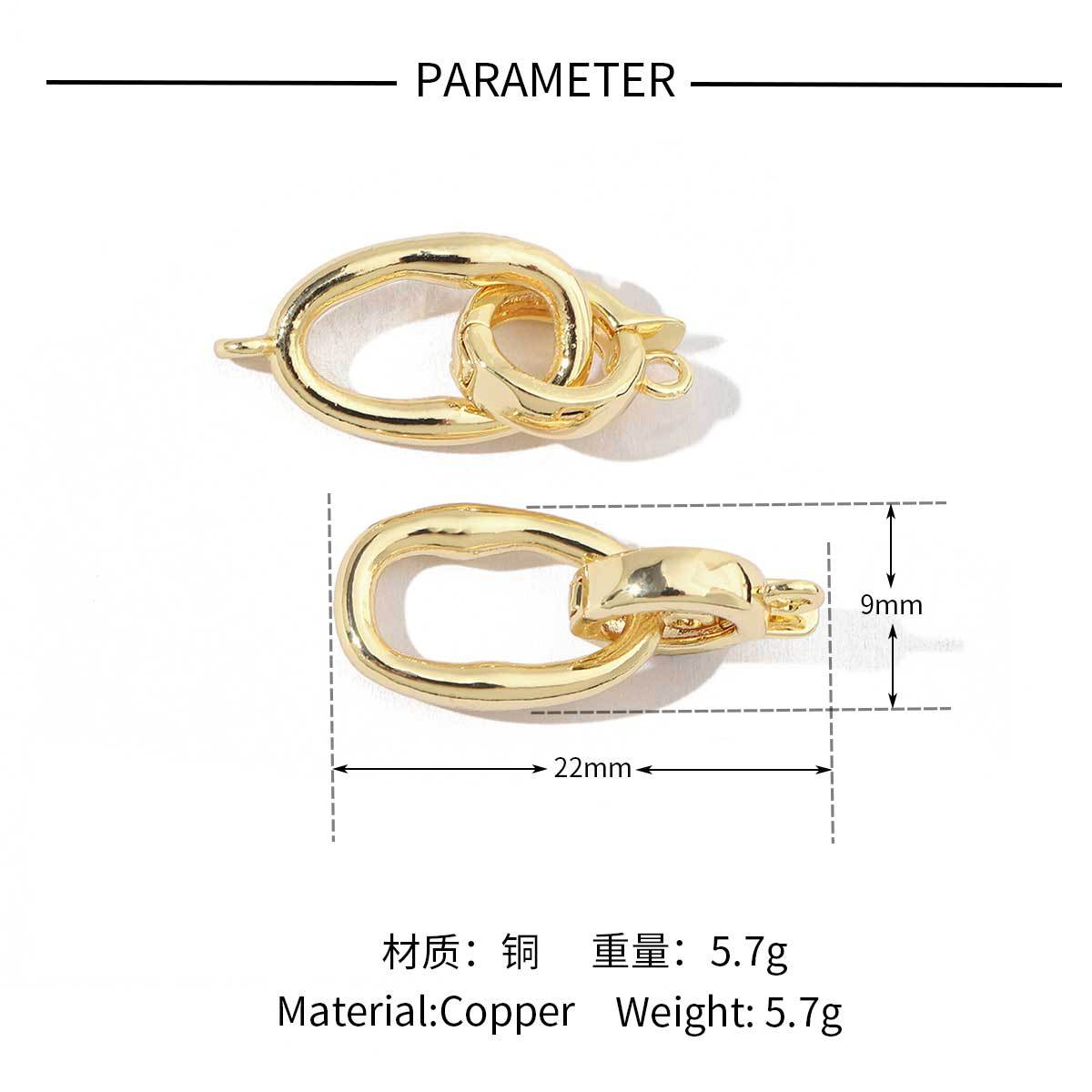 18K real gold copper zircon detachable connecting buckle