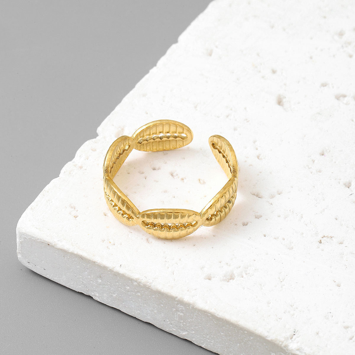 18K real gold titanium steel ring