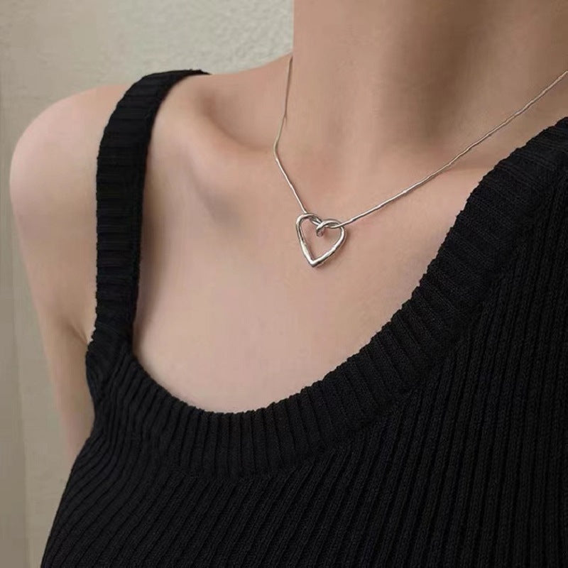 Double-Ring Heart Necklace