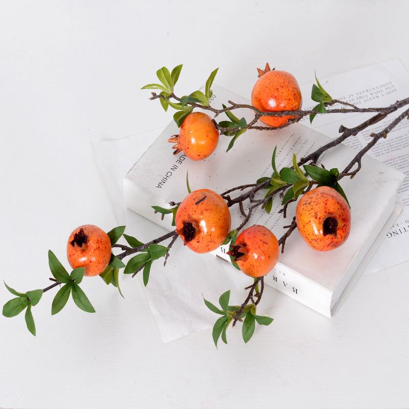 Rama de tallo de fruta de Granada, flor artificial, fruta artificial