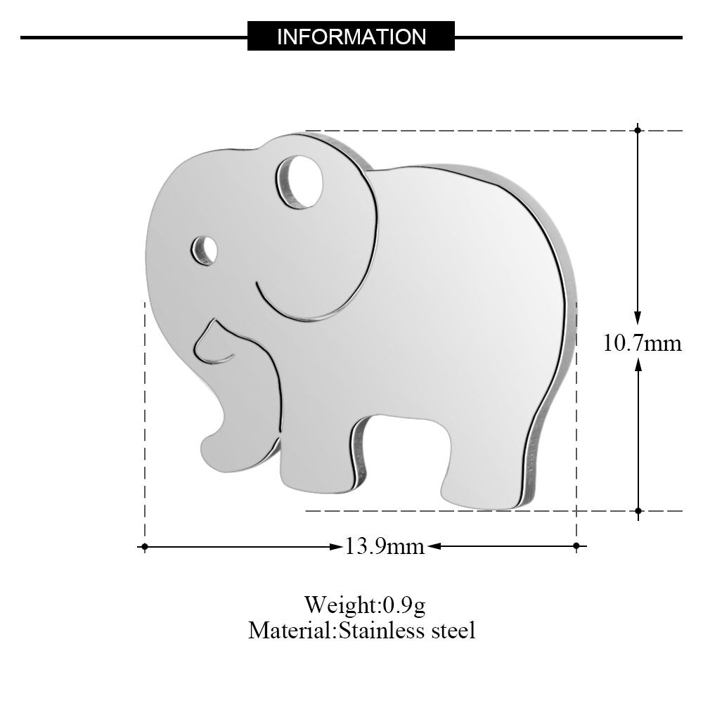 10 piezas/paquete de colgante de acero inoxidable con forma de pájaro, elefante y loto alado