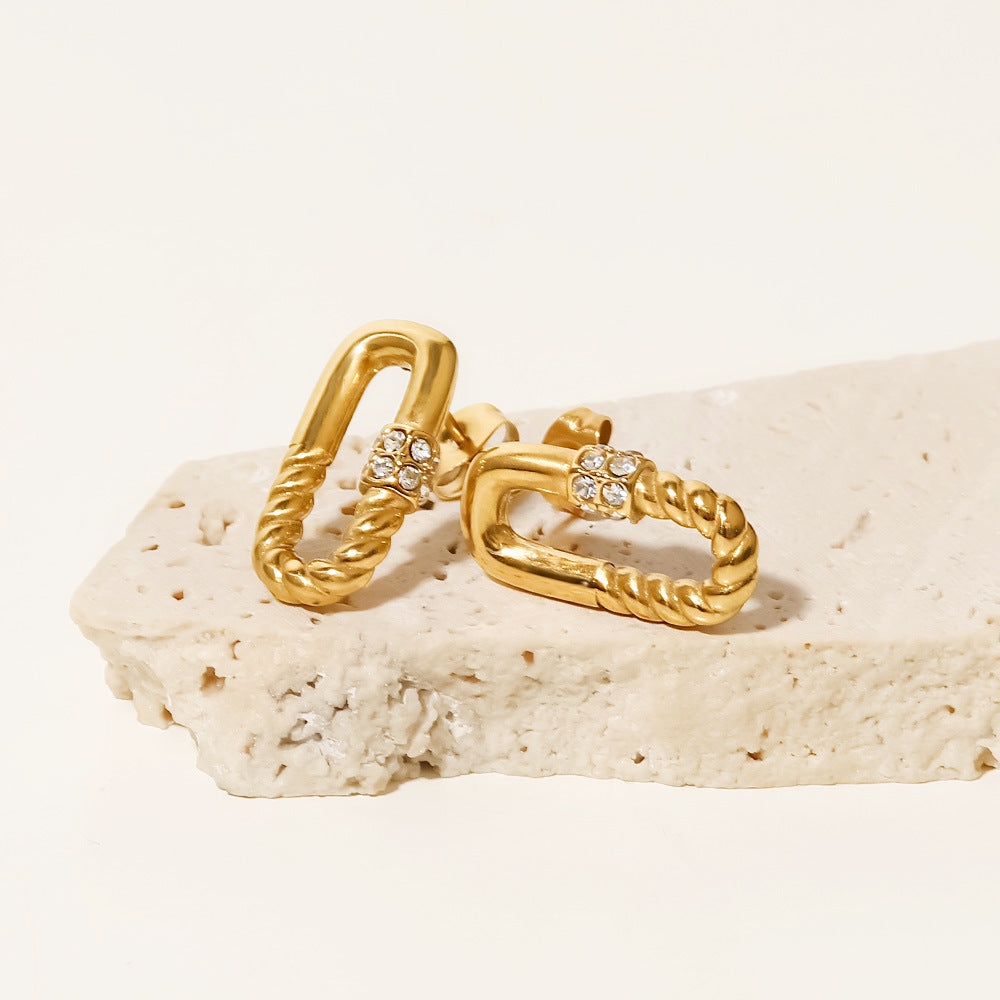 Rectangular Twisted Zirconia Earrings