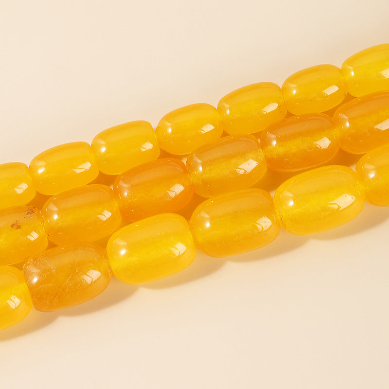 Optimized yellow chalcedony bucket beads loose beads